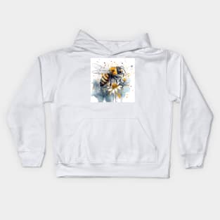 A bee collects honey on a flower. Kids Hoodie